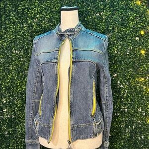 Stylish Denim Jacket with Yellow Accents